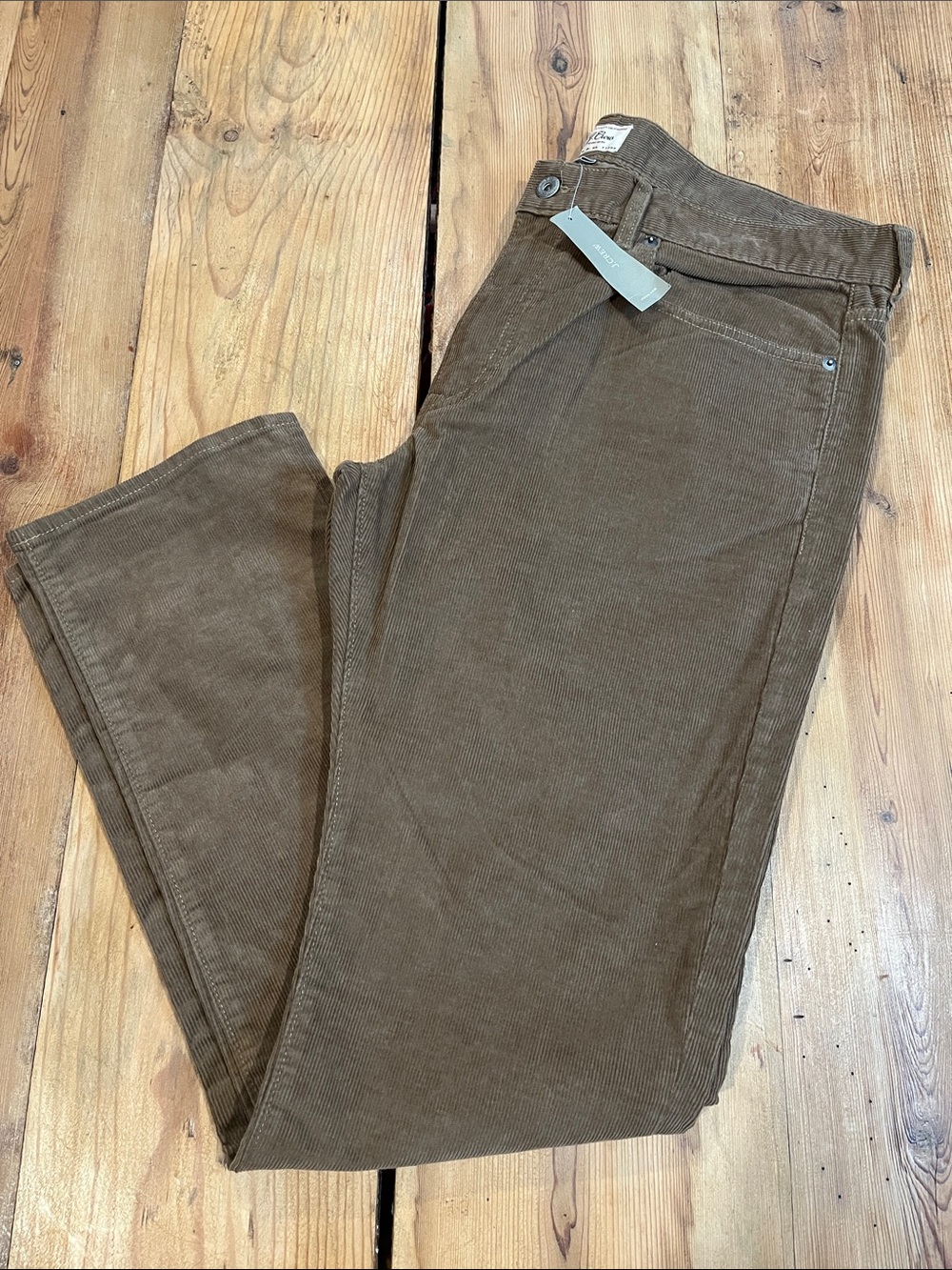 New! J CREW 36 x 32 Brown Slim Fit Pants in Stretch Corduroy 484